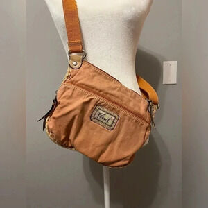Fossil Vintage Purse Handbag Orange Tomato Floral  Crossbody Camden Organizer